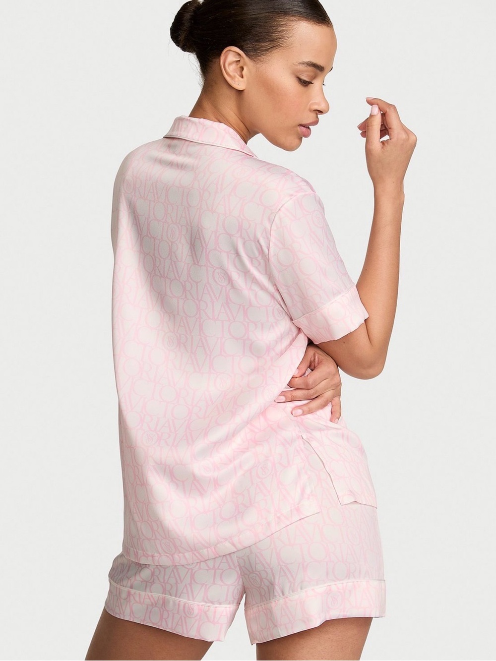 Victoria's Secret Light Pink Monogram Short Pajama Set